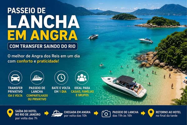 Passeio de lancha em Angra dos Reis saindo do Rio